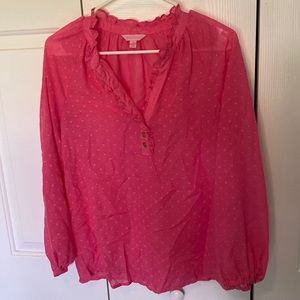 Lilly Pulitzer XS Blouse Pink 3/4 Sleeve, Texturized
